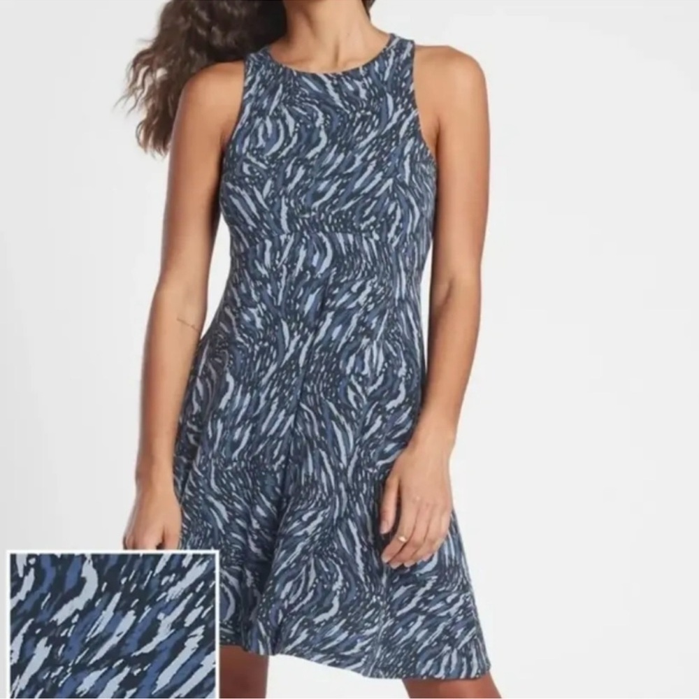 Athleta Navy and White Swirl Mini Dress